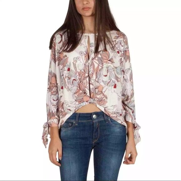 Free People Tops - Free People Size L NEW Ballet Combo Keepin On Floral Printed Knit Blouse Top